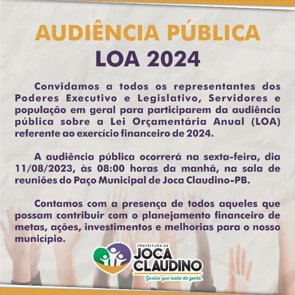 Convite: Audiência Pública LOA 2024